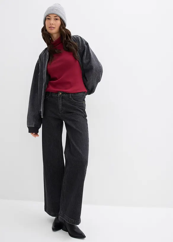 Jean large taille mi-haute, longueur sol, bonprix