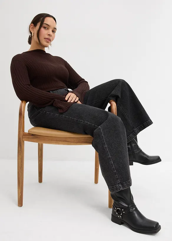 Jean large taille mi-haute, longueur sol, bonprix