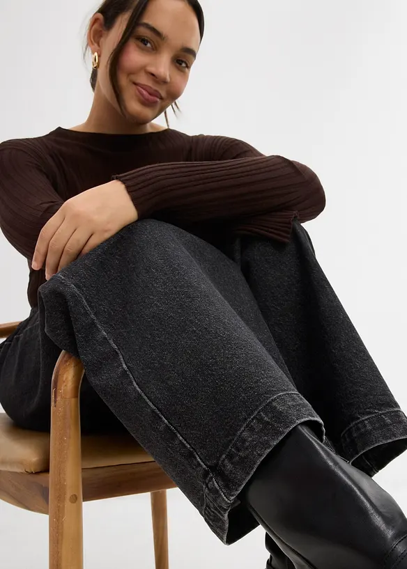 Jean large taille mi-haute, longueur sol, bonprix