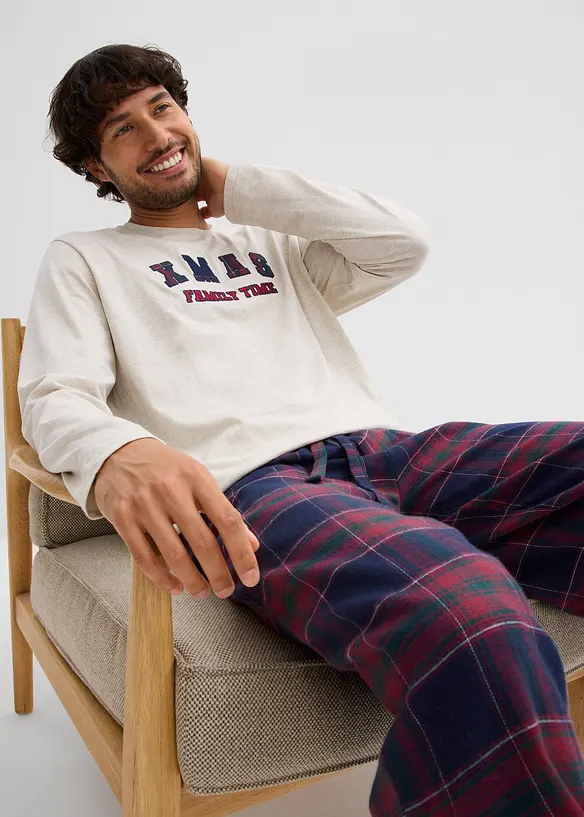 Pyjama homme avec pantalon en flanelle et pochette cadeau, bonprix