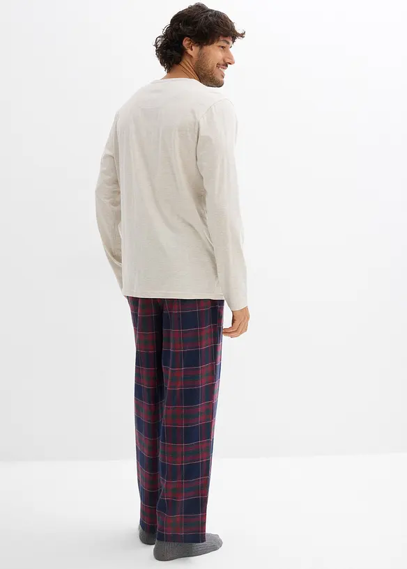 Pyjama homme avec pantalon en flanelle et pochette cadeau, bonprix