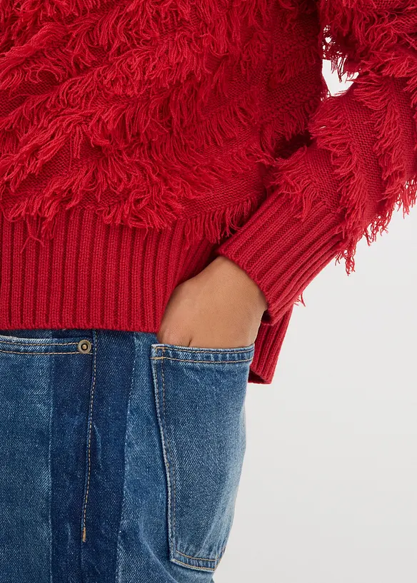 Pull en grosse maille &agrave; franges, bonprix
