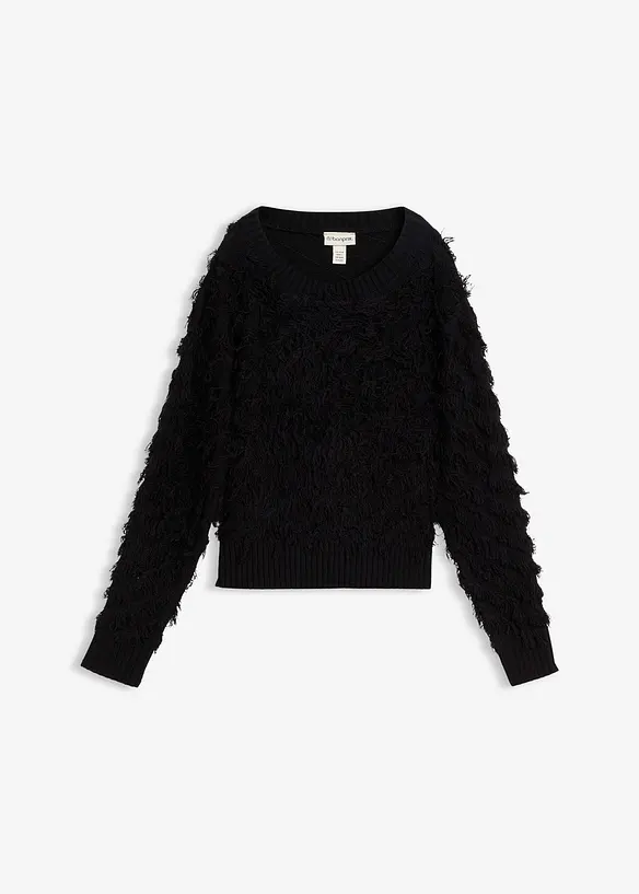 Pull en grosse maille à franges, bonprix