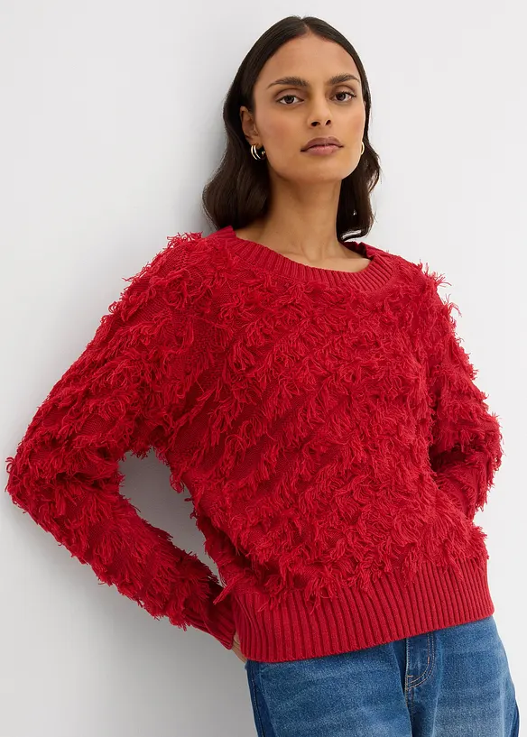 Pull en grosse maille &agrave; franges, bonprix