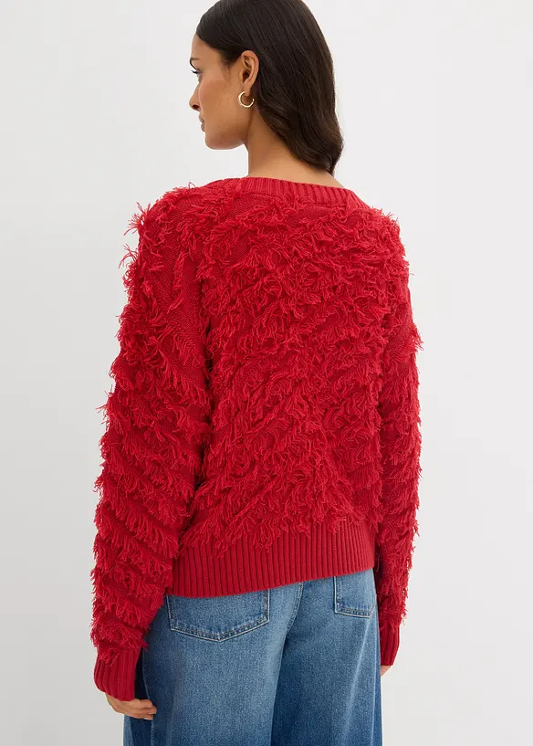 Pull en grosse maille &agrave; franges, bonprix
