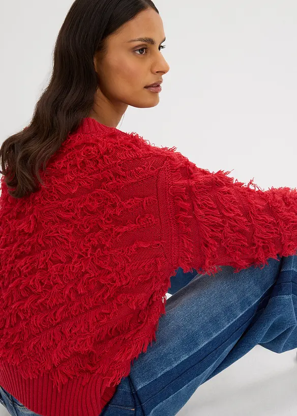 Pull en grosse maille &agrave; franges, bonprix