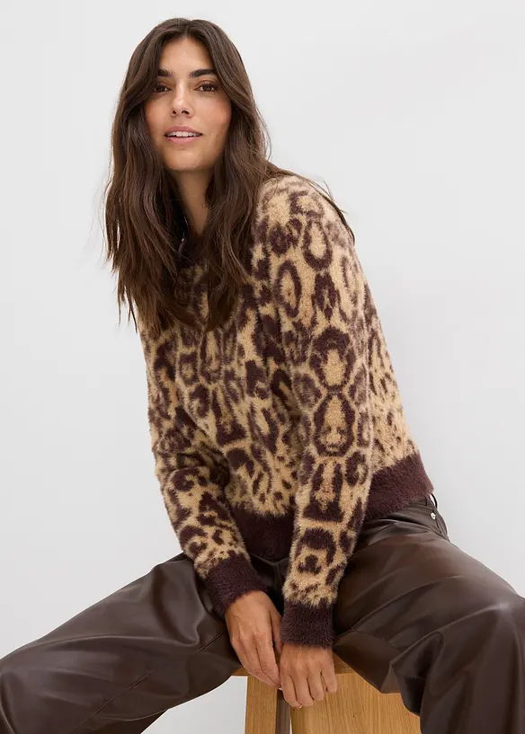 Pull en maille fine et poilue toute douce, bonprix