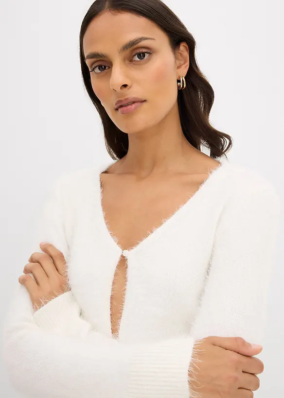 Gilet en fine maille poilue, bonprix