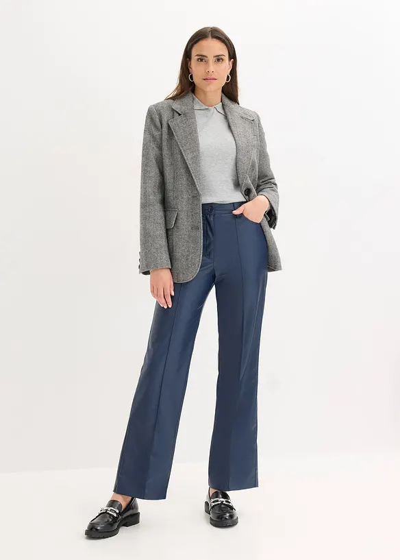 Pantalon enduit avec passepoil, droit, bonprix