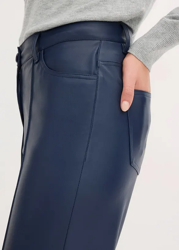 Pantalon enduit avec passepoil, droit, bonprix