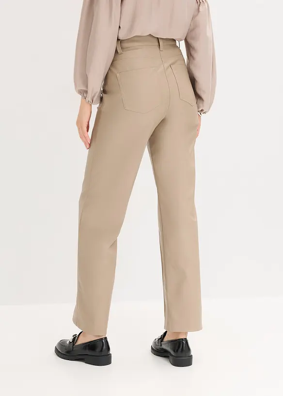 Pantalon enduit avec passepoil, droit, bonprix