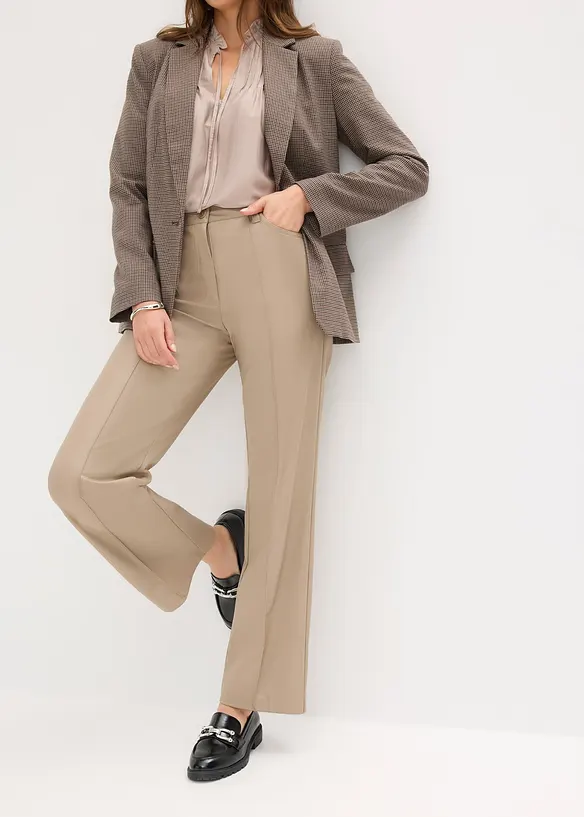 Pantalon enduit avec passepoil, droit, bonprix
