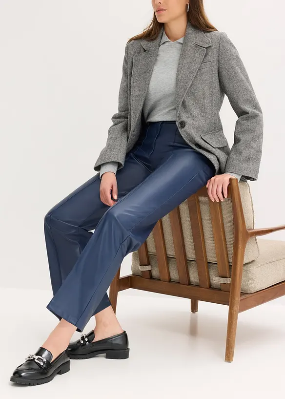 Pantalon enduit avec passepoil, droit, bonprix