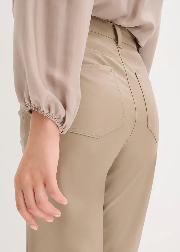 Pantalon enduit avec passepoil, droit, bonprix