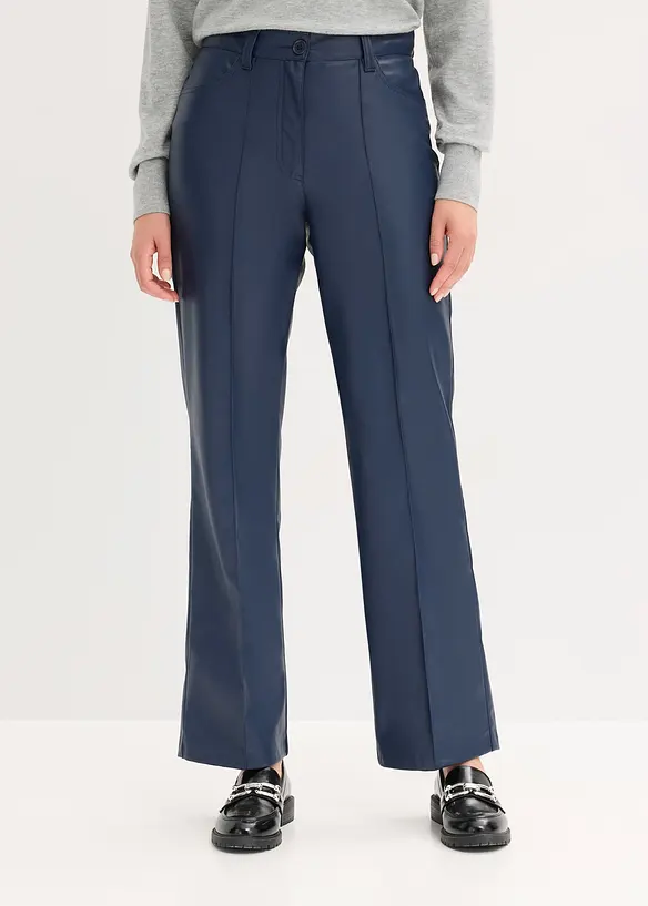 Pantalon enduit avec passepoil, droit, bonprix