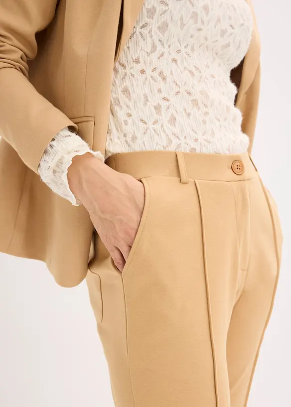 Pantalon en jersey coton avec passepoil, bonprix