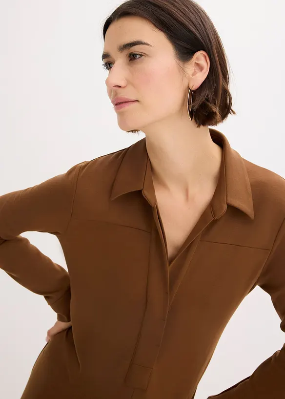 Robe-chemise en Punto di Roma, bonprix