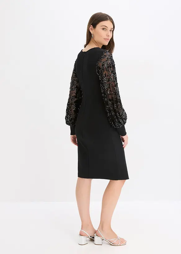 Robe midi à sequins brodés sur les manches, bonprix