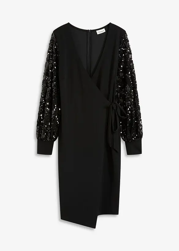 Robe midi à sequins brodés sur les manches, bonprix