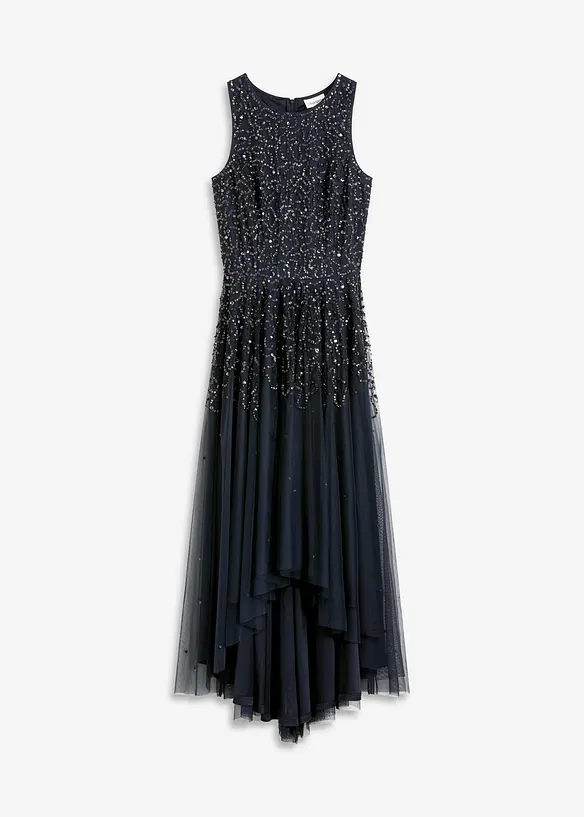 Robe plus longue au dos avec sequins brodés, bonprix