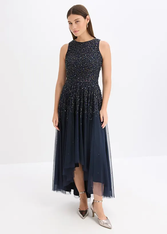 Robe plus longue au dos avec sequins brodés, bonprix