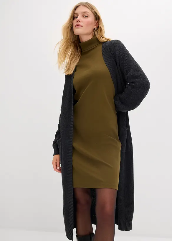 Robe en jersey côtelé extensible et épais, bonprix