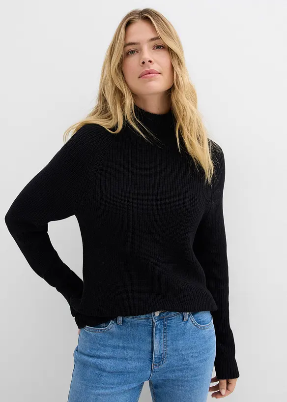 Pull en maille côtelée 100% coton, bonprix