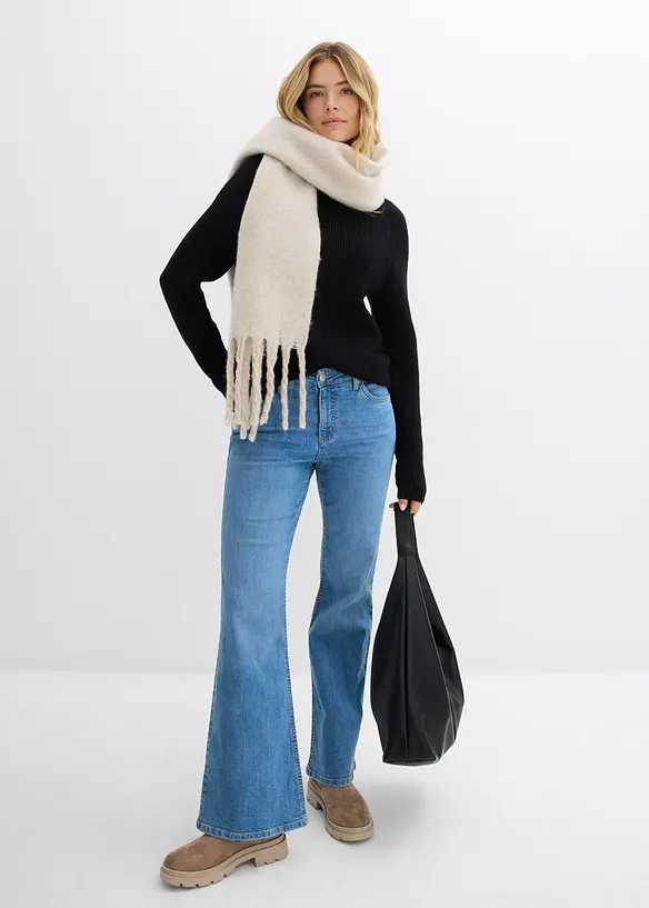 Pull en maille côtelée 100% coton, bonprix