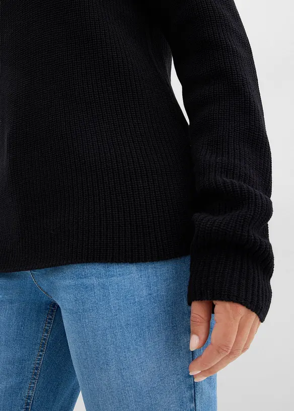 Pull en maille côtelée 100% coton, bonprix