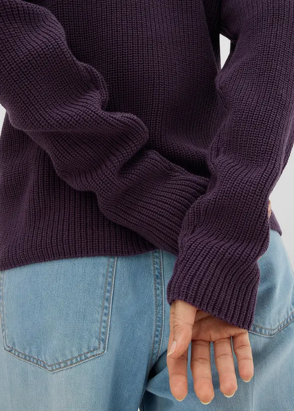 Pull en maille côtelée 100% coton, bonprix