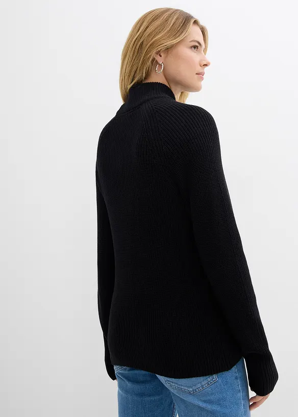 Pull en maille côtelée 100% coton, bonprix
