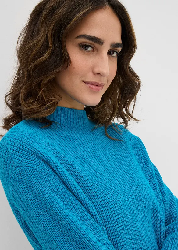Pull en maille côtelée 100% coton, bonprix