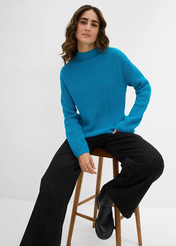 Pull en maille côtelée 100% coton, bonprix