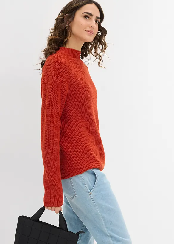 Pull en maille côtelée 100% coton, bonprix