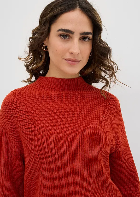 Pull en maille côtelée 100% coton, bonprix
