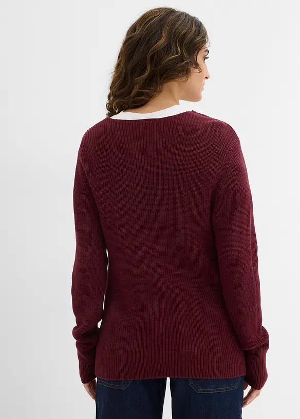 Pull en maille côtelée 100% coton, bonprix