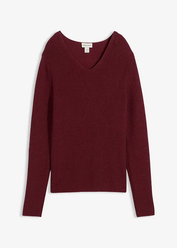 Pull en maille côtelée 100% coton, bonprix