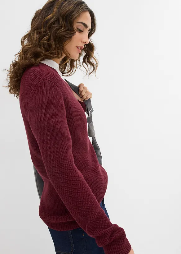 Pull en maille côtelée 100% coton, bonprix
