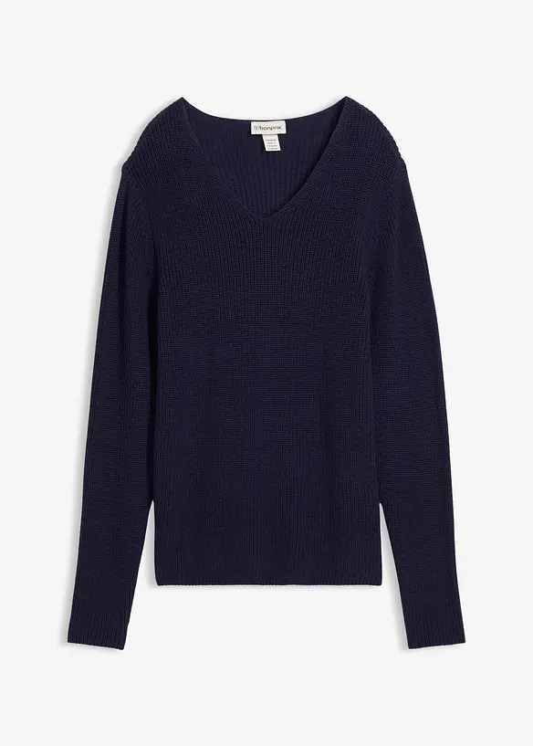 Pull en maille côtelée 100% coton, bonprix