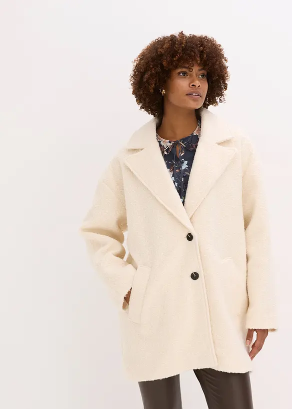 Manteau court et oversize en maille bouclette, bonprix