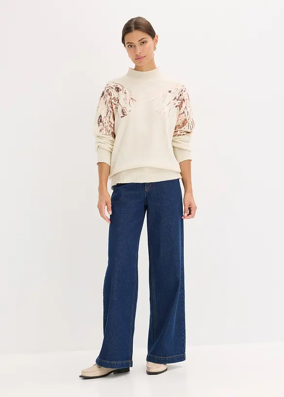 Pull oversize à sequins, bonprix