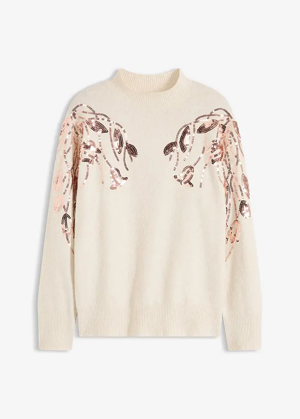 Pull oversize à sequins, bonprix