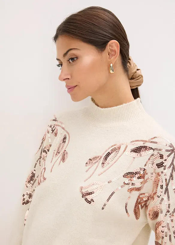 Pull oversize à sequins, bonprix