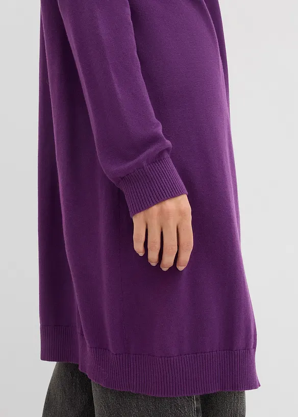 Gilet long en maille, bord roulotté, bonprix