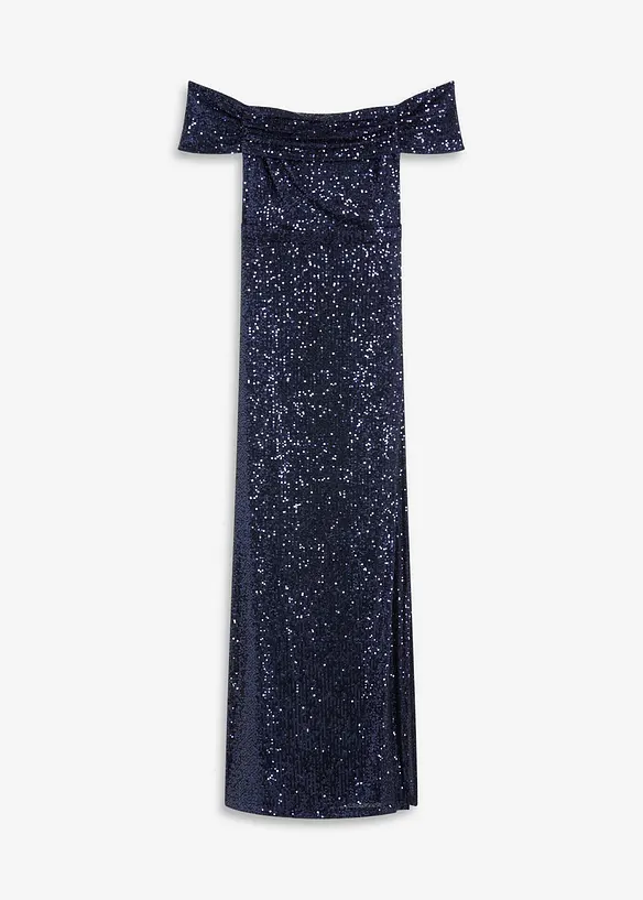 Robe à sequins et encolure Bardot, bonprix