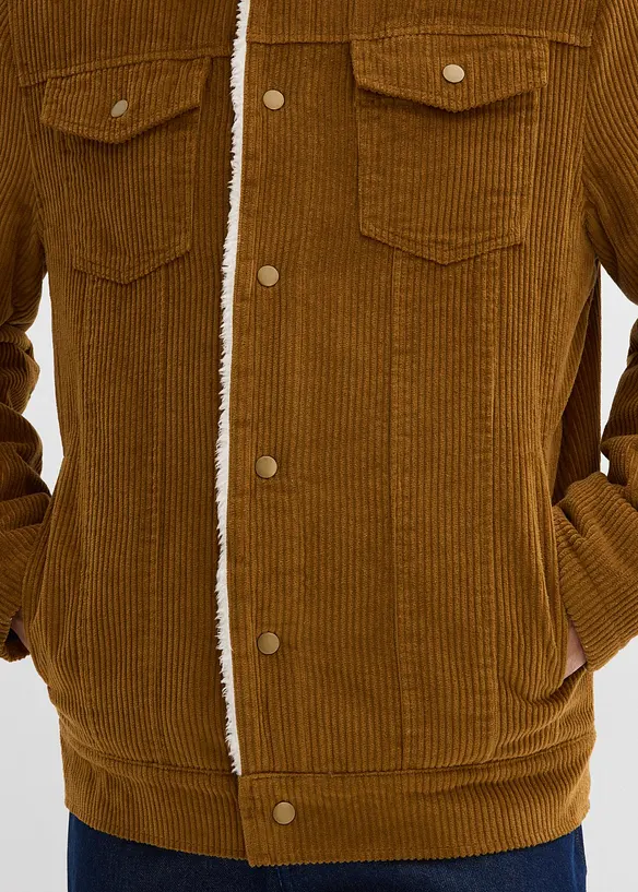 Blouson en velours côtelé doublé sherpa, bonprix