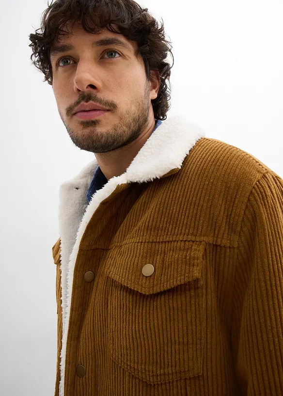 Blouson en velours côtelé doublé sherpa, bonprix