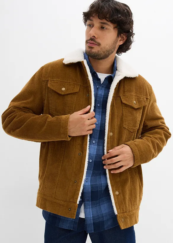 Blouson en velours côtelé doublé sherpa, bonprix