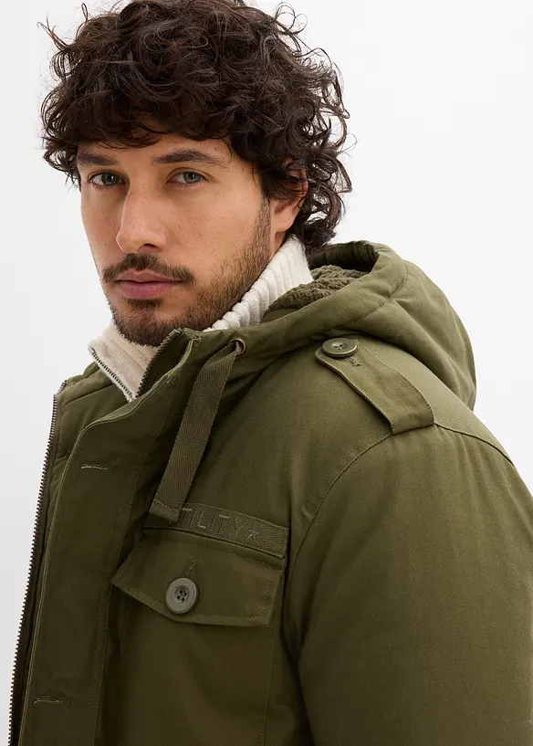 Parka d’hiver style militaire à doublure sherpa douce, bonprix