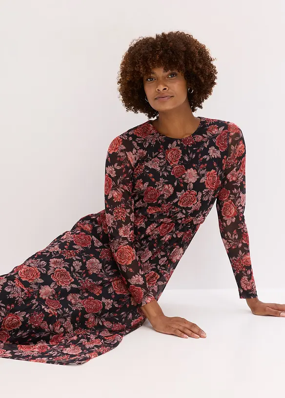 Robe midi en mesh doux, bonprix